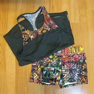 Reebok workout outfit bundle shorts tank tribal S